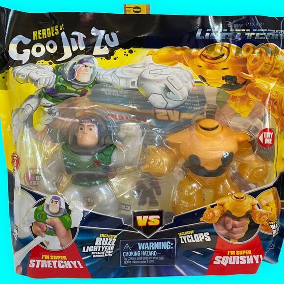 Buzz Lightyear & Yellow Zyclops Heroes of Goo Jit Zu DISNEY PIXAR 2022 Orig Pkg - Picture 2 of 13